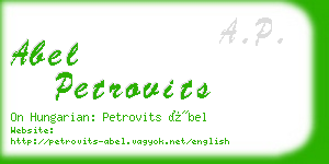 abel petrovits business card
